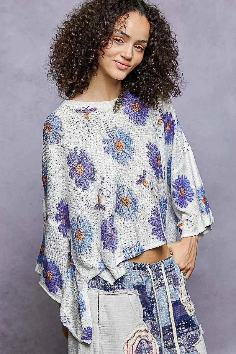 POL Floral Round Neck Rolling Edge Sweater 566f51ef-e226-46c0-91cc-83364228be1c-Max-Origin