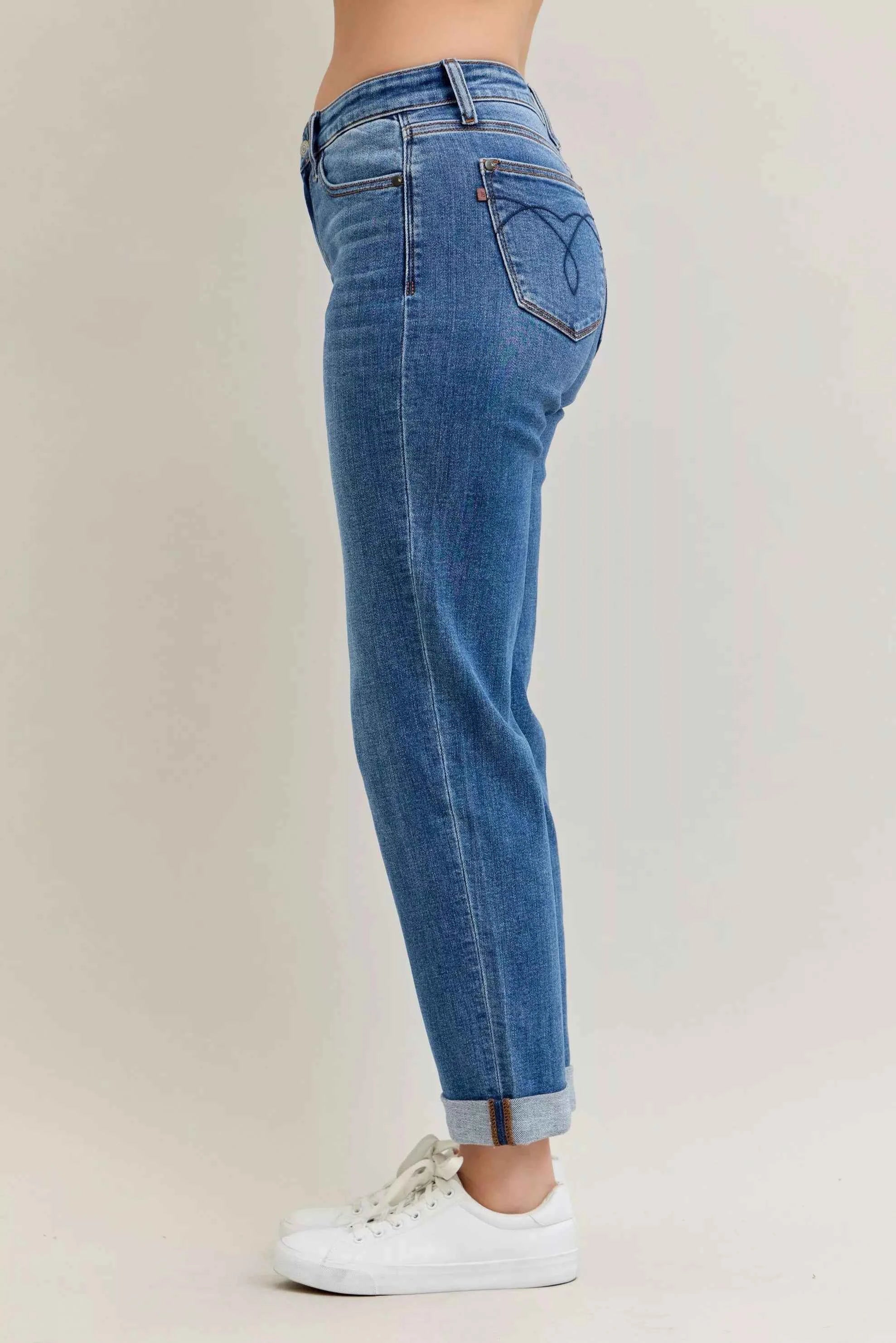 Judy Blue Full Size Mid Rise BF Classic Cuffed Jeans Plus Size 56793d89cd5e418eaf4fd53dd61148c8-Max-Origin