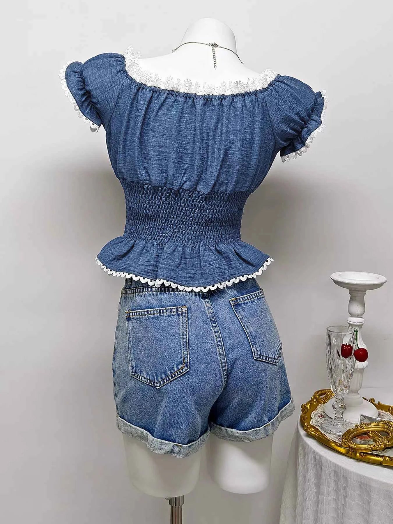 Smocked Short Sleeve Blouse 567c51cd9803437aa0f5b7f62d4cfa02-Max-Origin