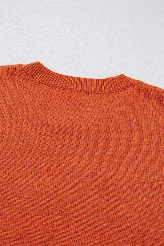 Orange Halloween Boo Drop Shoulder Knit Sweater 56877eb095828209