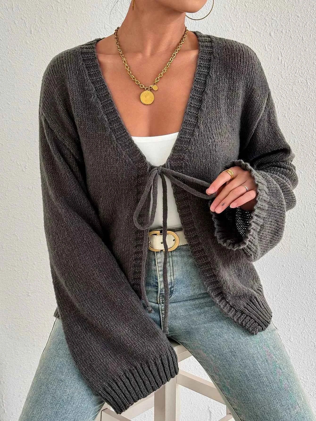 Tie-Front Dropped Shoulder Cardigan 568c9d8a-1cb9-4c00-b487-7112139e9be6-Max-Origin