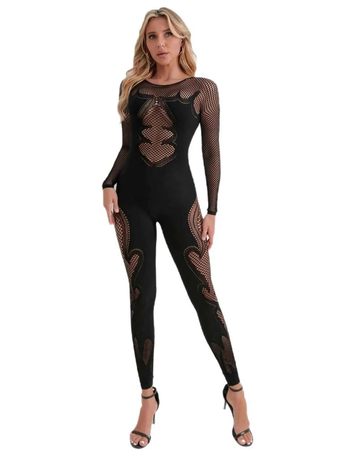Fishing Net Sheer Long Sleeve Jumpsuit 568db9ddebe14a4885ecde23d22d9048-Max-Origin