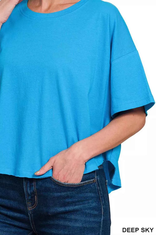 Cotton Round Neck Short Sleeve T-Shirt 56904a76-cec9-46ea-8594-db00e4c15d32-Max-Origin