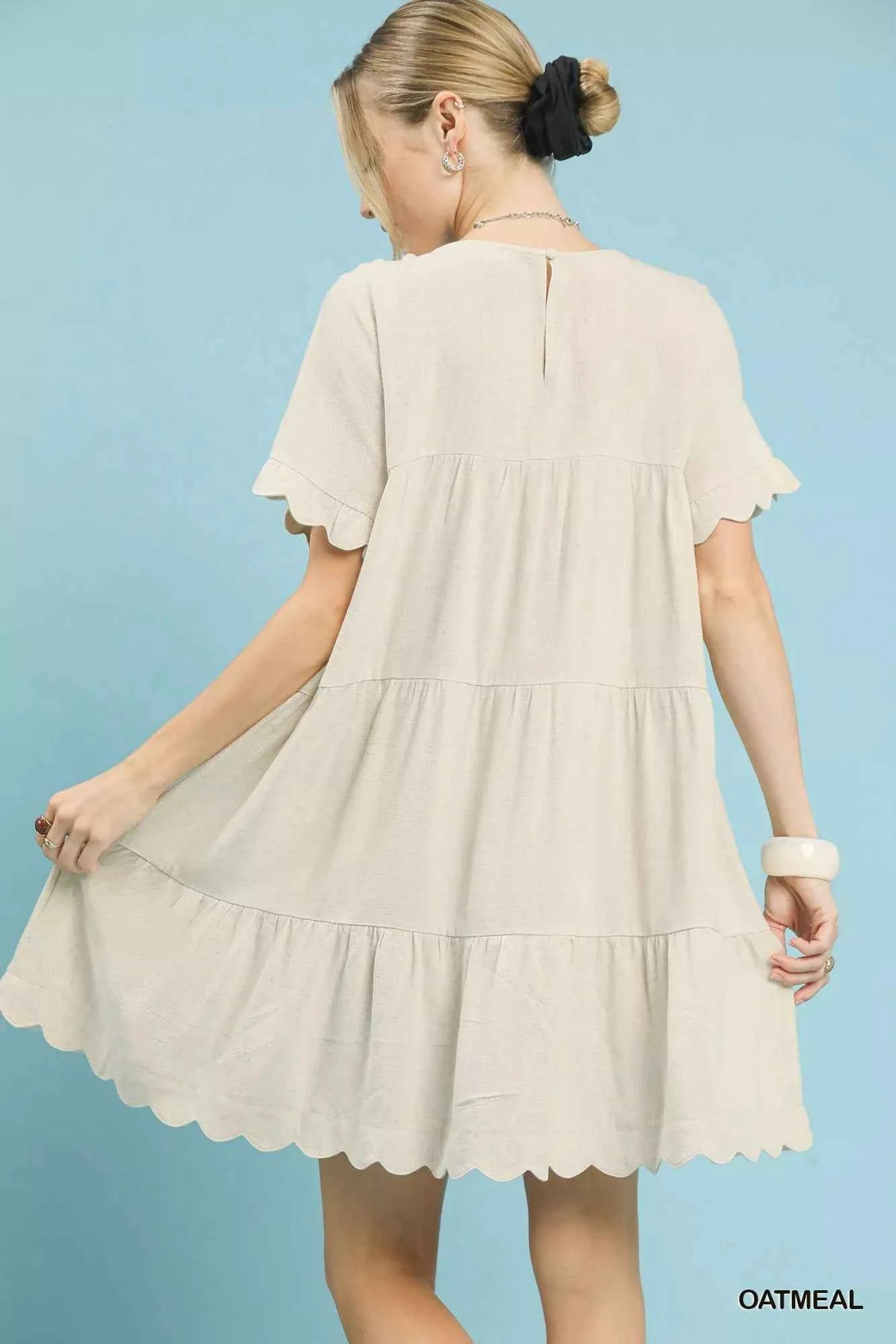 Umgee Linen Tiered Babydoll Dress with Ruffle Sleeves 56d9a58e-71db-4fb3-85d7-7af67f2b182c-Max-Origin