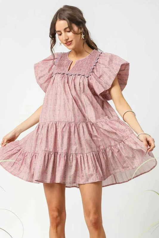 Floral Ruffled Cap Sleeve Tiered Mini Dress 56dcc2a9-482a-45de-a7f6-74fa944a719e-Max-Origin