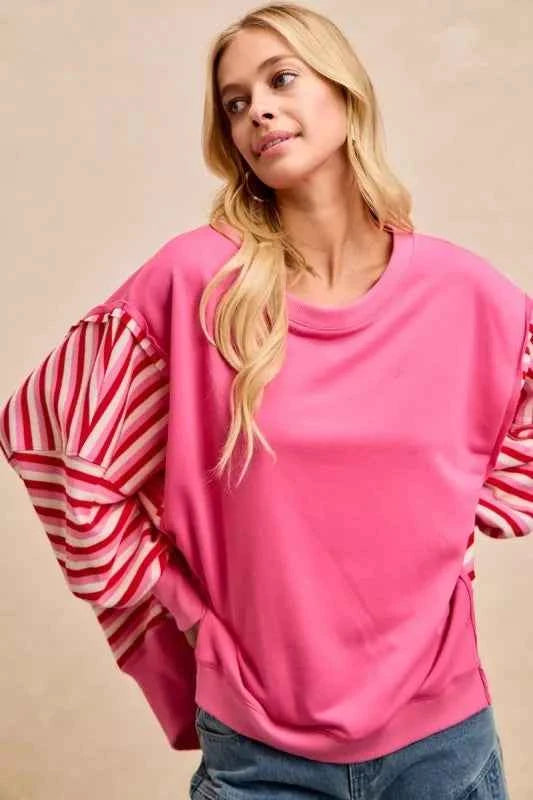 BiBi French Terry Stripe Combo Sweatshirt with Open Seam 56e2629721a24b128d3b1a5081dfb781-Max-Origin