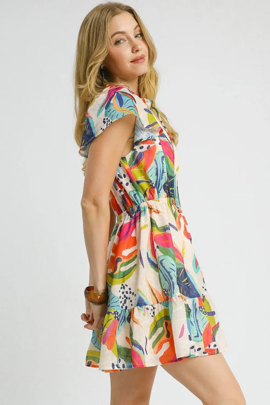 Printed Tie Neck Ruffled Hem Dress 56e3741b-36ba-4ec0-97c4-2f842f35dfd8-Max-Origin