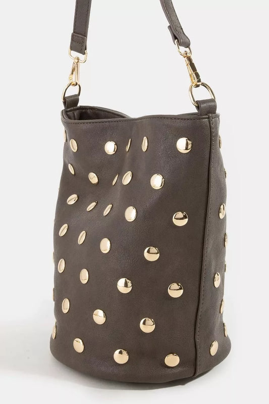 Fame Studded Leather Bucket Bag 56f647a95db24694b5104d713523120f-Max-Origin