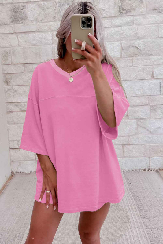 Bonbon Loose V Neck Tee and Drawstring Shorts Set 56fe9294a49096ad