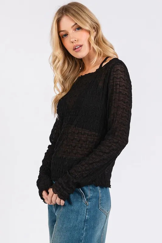 Lettuce Hem Boat Neck Long Sleeve Blouse 57181473-b99f-42a5-bd8e-86be6f18980c-Max
