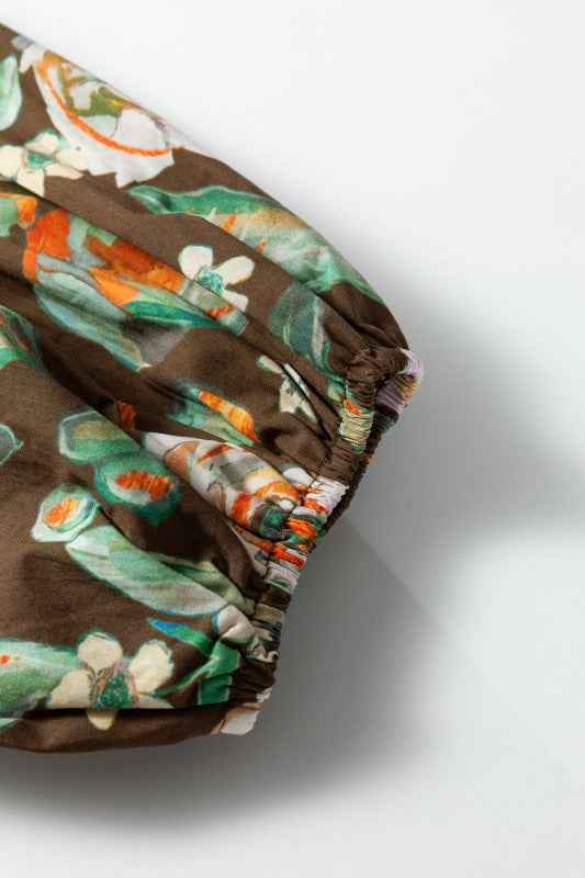 Floral Contrast V-Neck Long Sleeve Pocketed Dress 571d63f2-4a23-4af4-a058-8212b788f69a