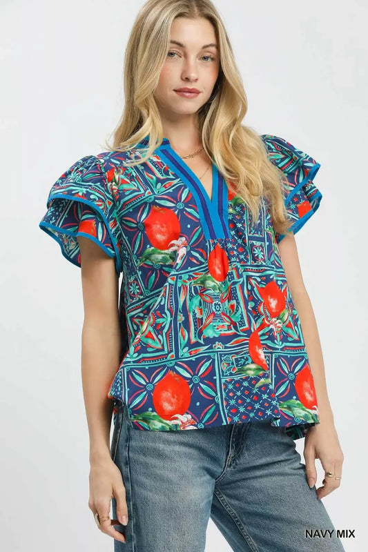 Abstract Print Flutter Sleeve Blouse 571fde5f-9620-45d0-8643-5a849184aa49-Max-Origin