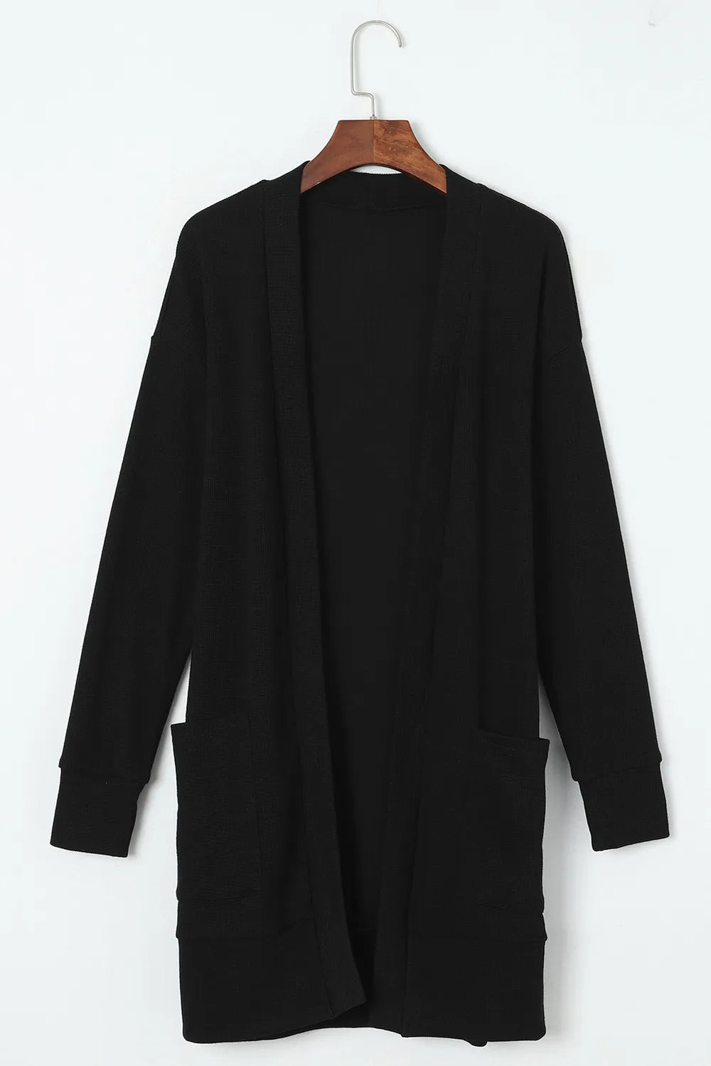 Pocketed Open Front Long Sleeve Cardigan Black 573bbefe-75e7-4f1d-ade5-03a580ac0a50-Max