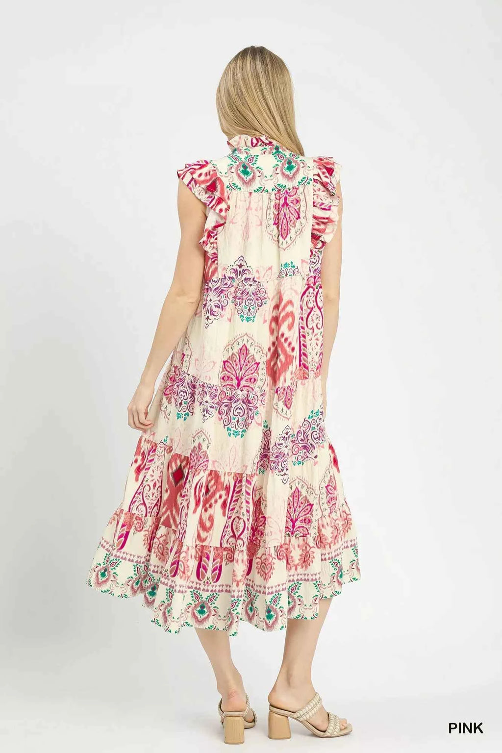 Umgee Boho Boarder Print Ruffle Midi Dress 573be8ca-a300-483d-8eba-bb7c20e95f3e-Max-Origin