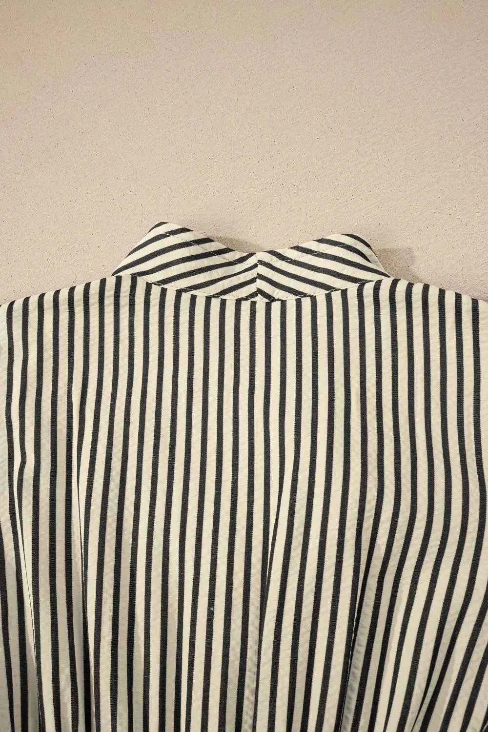 Stripe V Neck Zip Front Cinched High Waist Midi Dress