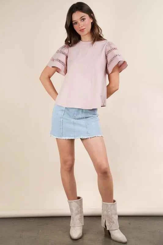 VERY J Lace Trim Sleeve Top 575381a6d5da487caf4f654c8c19b2ec-Max-Origin