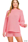 Zenana Round Neck Knit Top and Shorts Sweater Set DK PINK 57557f9d5d5d4108934b4e53c851970b-Max-Origin