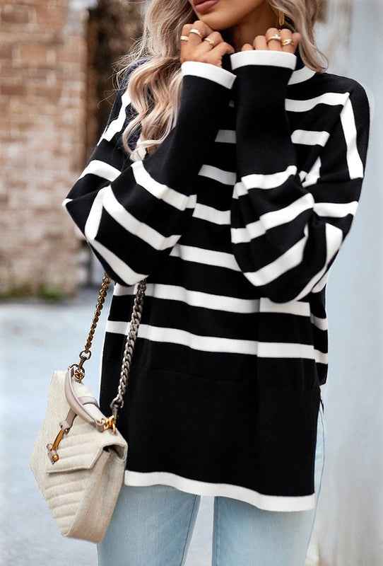 Women Mock Neck Sweater BLACK S 5757fe04-c0c0-4fdf-a9e2-1e0ac8d514f1