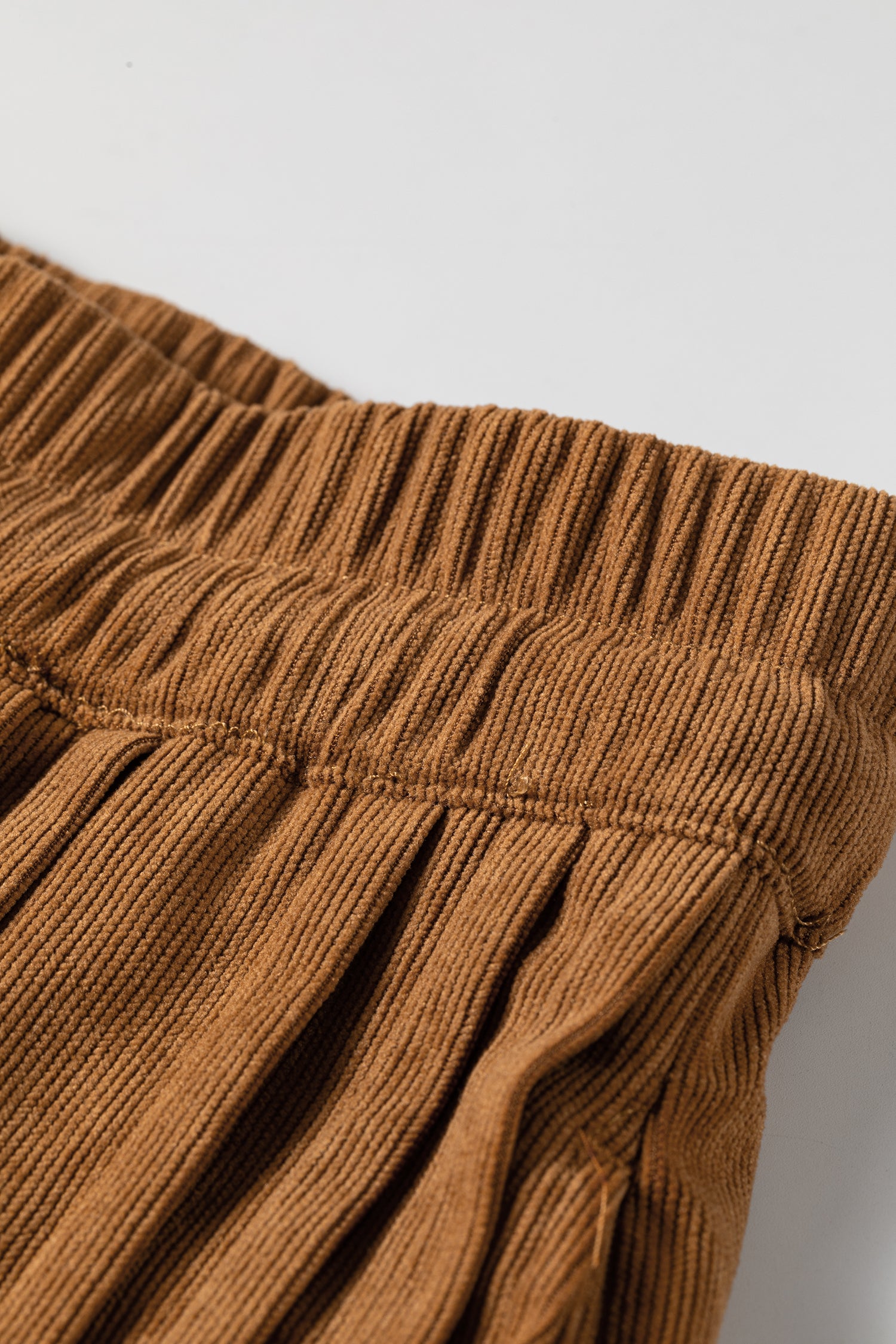Thai Curry Elastic Waist Wooden Button Placket Ankle Length Wide Leg Pants 5761148bdc90086c