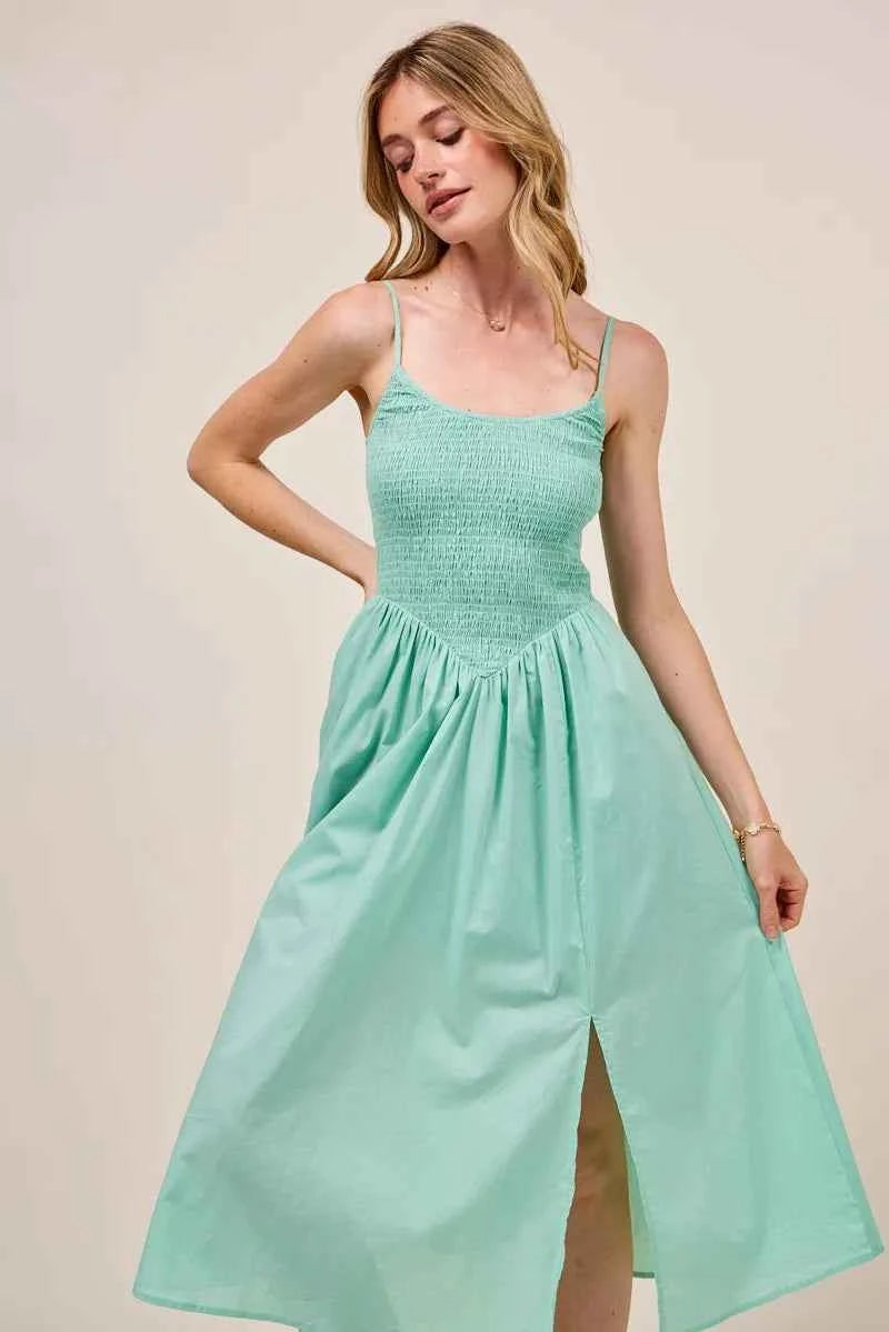 SO ME Smocked Sleeveless Casual Everyday Dress With Slit 578409ce54564a07be373a1590842a29-Max-Origin