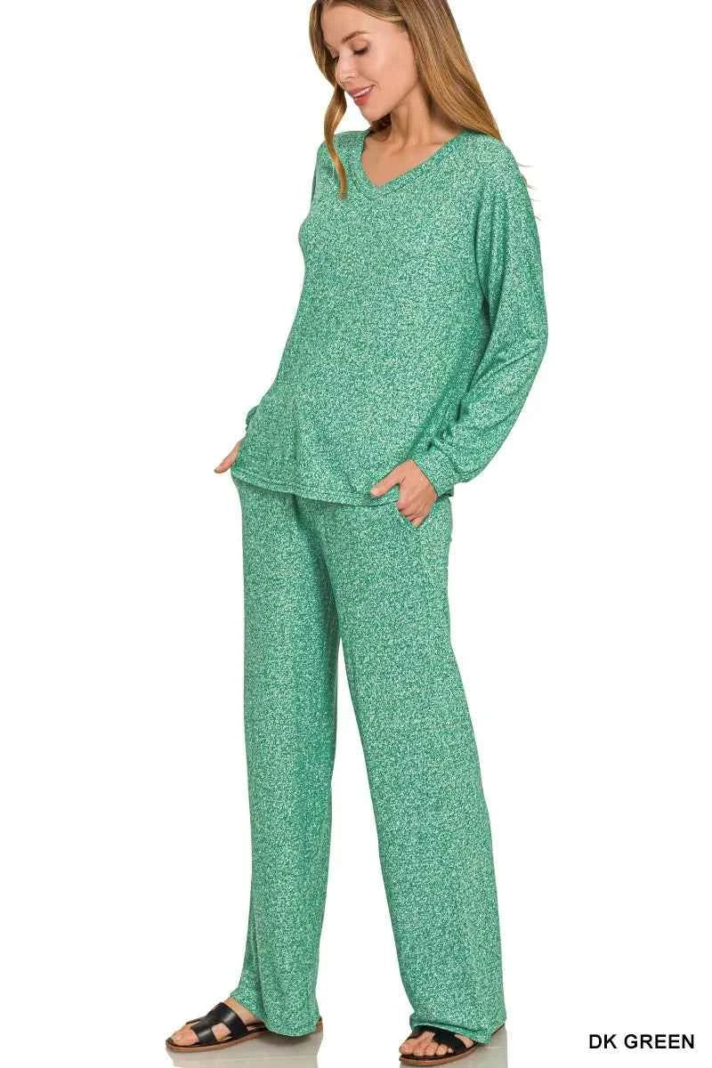 Zenana Soft Melange Long Sleeve Tee & Pants Set 578611f0a641487abf9292ccef8953c2-Max-Origin