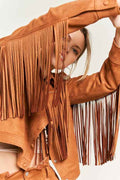 Suede studded fringe jacket PLUS JJO5009P CAMEL 578c5e96-373e-47cd-9673-68c6cac02b39