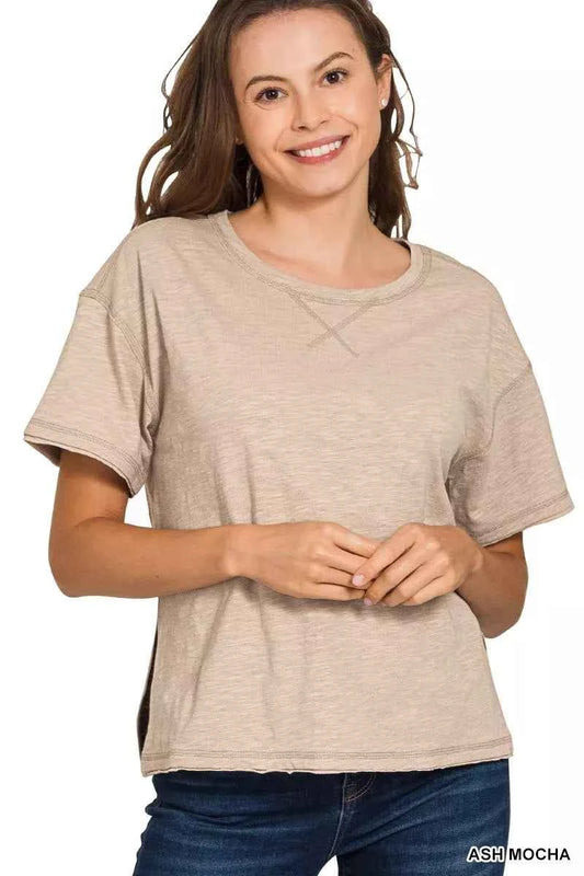 Zenana Cotton Slub Short Sleeve Tee ASH MOCHA 5796ac78f8c54f8996dc6d19e28861f4-Max-Origin