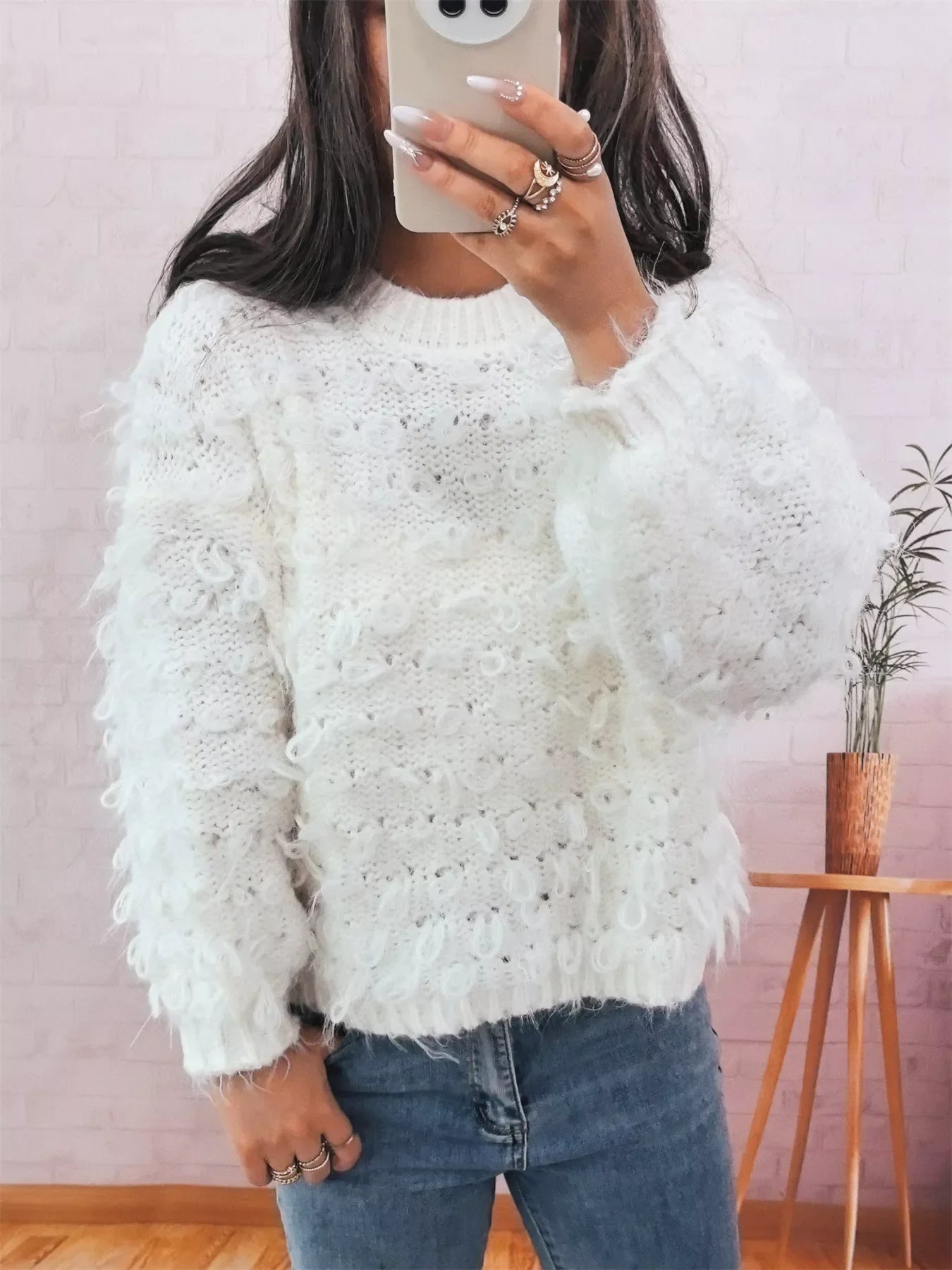 Chunky Round Neck Long Sleeve Sweater 5798e59523d44f4e8925d7d22229eff5-Max-Origin