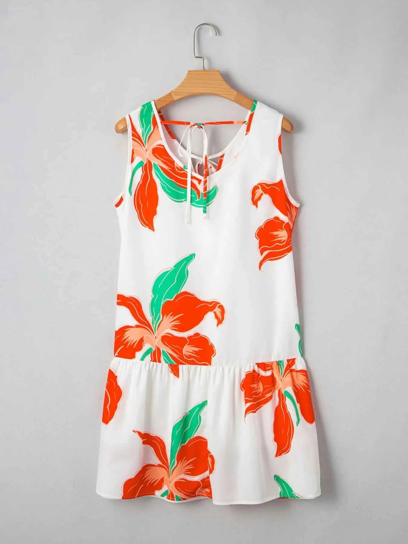 Floral Tie Neck Sleeveless Ruffled Sundress 579adb17-3077-4402-a3a8-98ac4477a084-Max-Origin