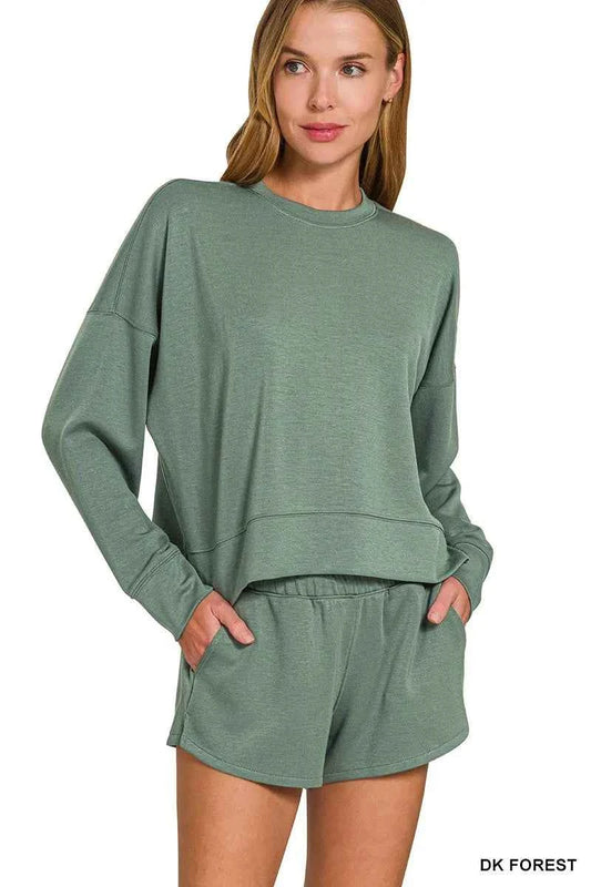 Zenana Scuba Long Sleeve Sweatshirts & Shorts Set 57a6c8ccc8314e33b344a5aabeab13a1-Max-Origin