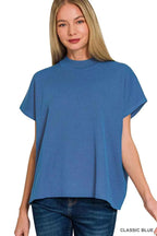 Zenana Viscose Mock Neck Short Sleeve Boxy Sweater CLASSIC BLUE 57bb30ffb7dd4003b7a06071f9ceaf7f-Max-Origin