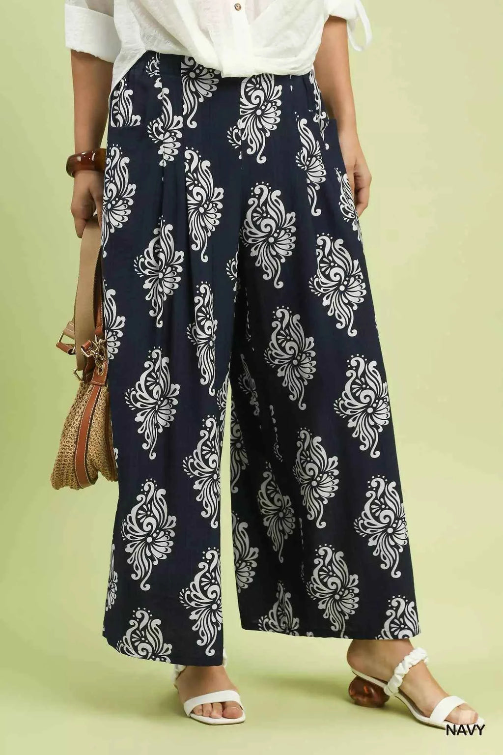 Umgee Abstract Print Wide Leg Pants NAVY 57c6517e-8542-4a31-b5ec-e33e6c2ef58a-Max-Origin