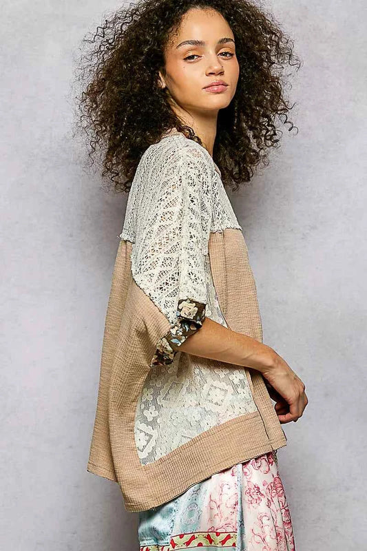 Floral Patchwork Lace Accent Blouse 57d32f15-147d-4966-abf3-b2e82075002f-Max-Origin