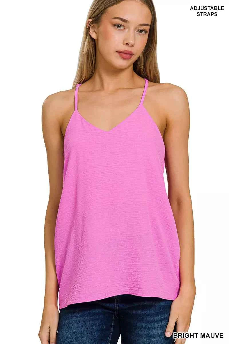 Zenana Woven Airflow Adjustable Strap V-Neck Cami 57d630fd-86b1-47af-b67d-519b5d5b3e91-Max-Origin