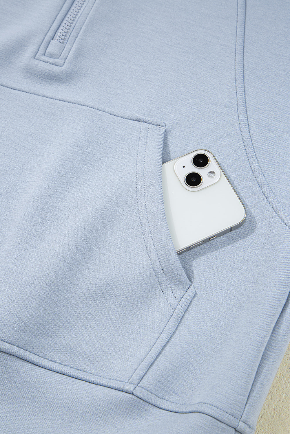 Beau Blue Half Zip Thumbhole Sleeve Hoodie Active Pants 2pcs Outfit 57da6409fad45718