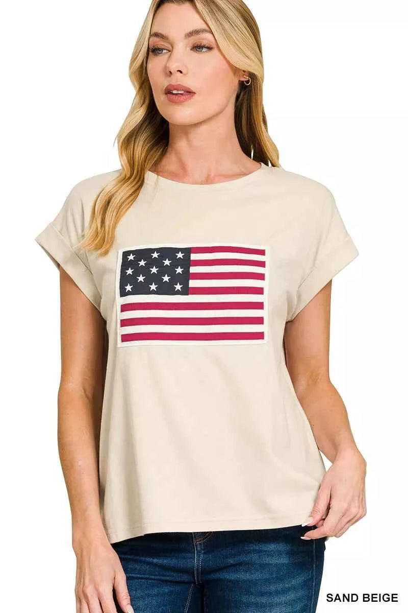 Zenana Full Size US Flag Round Neck Short Sleeve T-Shirt Plus Size SAND BEIGE 57dc5bd1051047e89a5e366aece6dfb3-Max-Origin