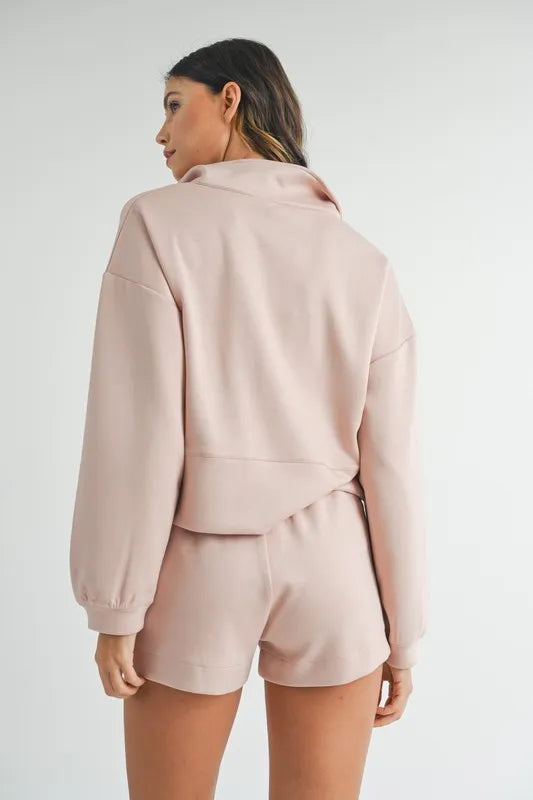 Half Zip Sweatshirt and Shorts Set 57f717d90513494f83a208a636aad9a5-Max-Origin