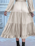 Ruffled Hem V-Neck Balloon Sleeve Dress 57fd280d-ed3c-473a-9202-50242db35714-Max-Origin