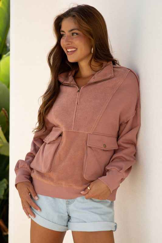 Mabel Half Zipper Baggy Sweatshirt 5813d3a0-308d-43df-9b6c-e393384a2ebd