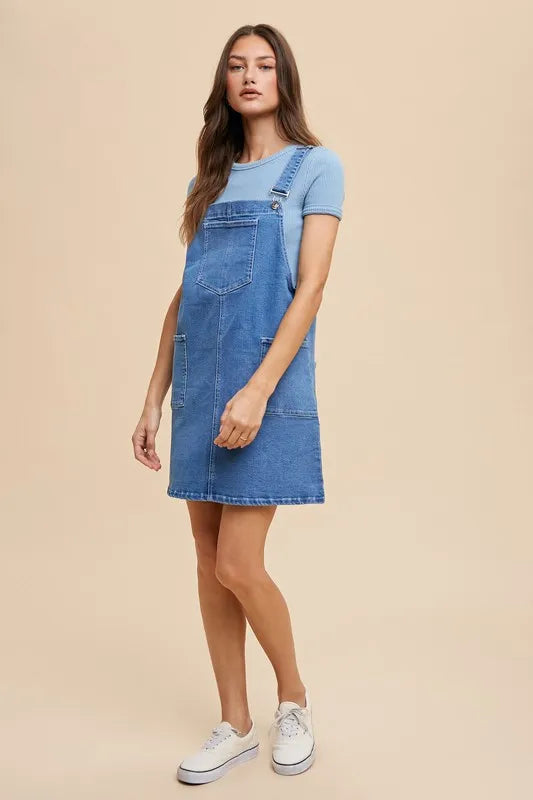 Annie Wear Wide Strap Denim Overall Dress with Pockets 581ca663-dcd1-4f86-b588-6e29d3920b5f-Max