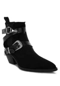 Raveta Microfiber Buckle Strap Western Boots Black 581ca97f-f33f-49cb-a763-36035c79dea5