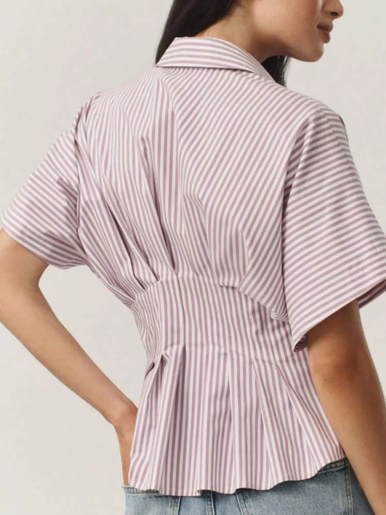 Striped Short Sleeve Button-Up Shirt 582691ec-35a9-4e5f-ad44-60494552a65f-Max-Origin