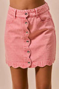 SO ME Vintage Wash Scallop Edge Denim Mini Skirt PINK 582c2c7b0adc423b82f7b82721202a8a-Max-Origin