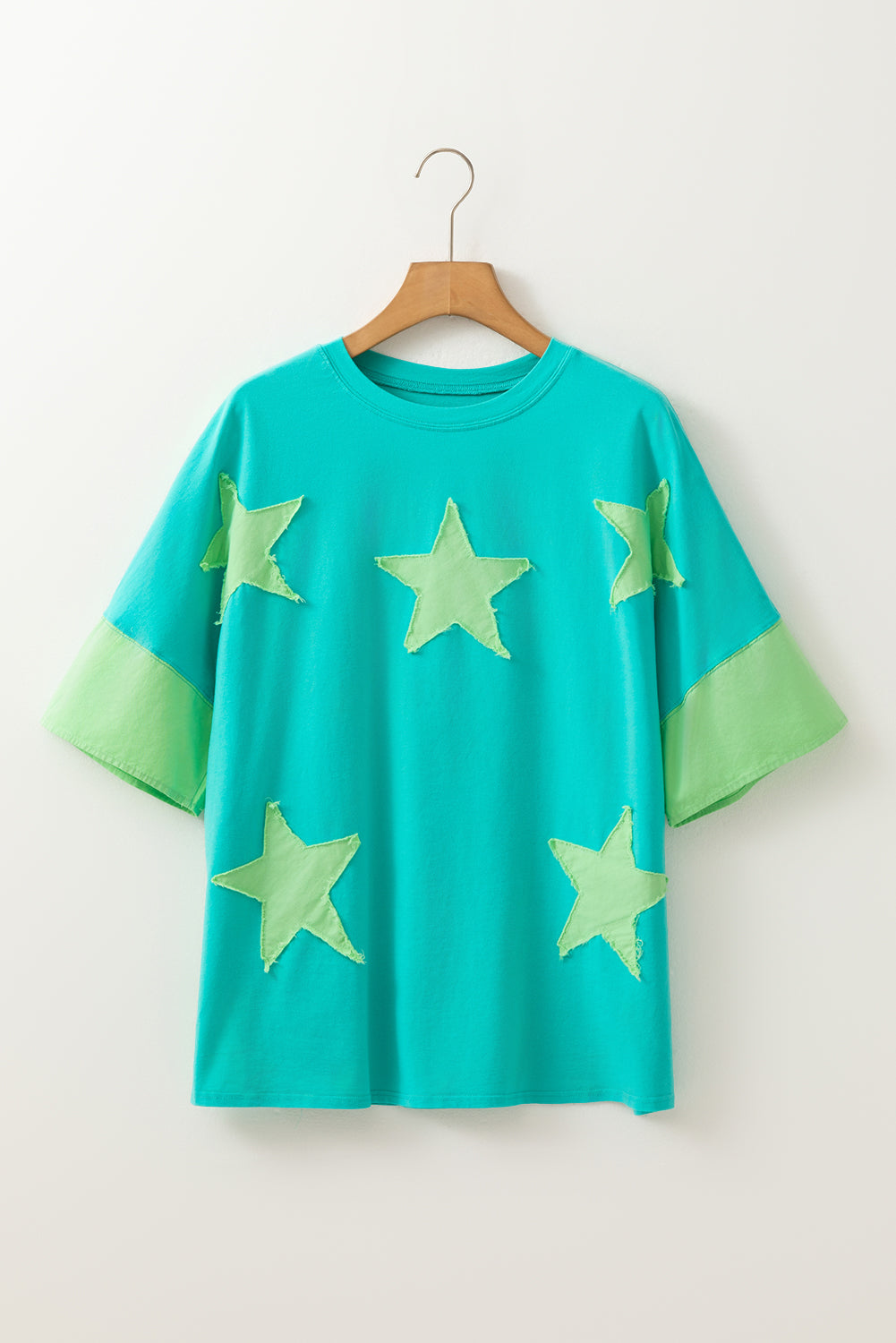 Myosotis Frayed Star Patched 4th of July Oversize T Shirt 5837dd63ef3251bd