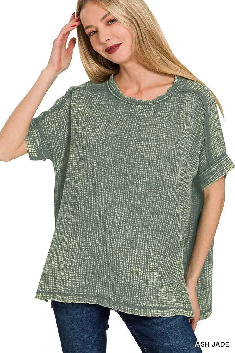 Zenana Acid Washed Double Gauze Round-neck Tee ASH JADE 585f149e3a7448b6bccc5e7f1d12b5bb-Max-Origin