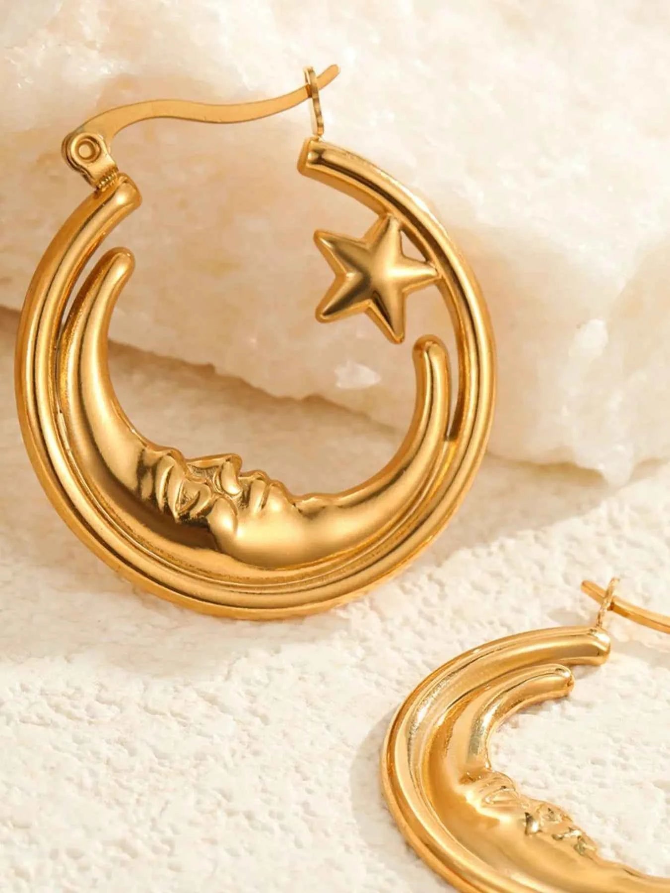 18K Gold-Plated Crescent Moon Star Hoop Earrings 58613a4b-af7d-4d35-9e83-d493a86fc848-Max-Origin