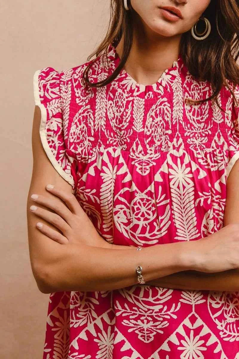 Printed Ruffle Sleeve Top 58625fa2d73d4edd9a0e9cf9b14391fb-Max-Origin