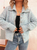 Striped Button-Up Long Sleeve Cardigan Blue One Size 5875d7d81a04418286793c286506fb91-Max-Origin