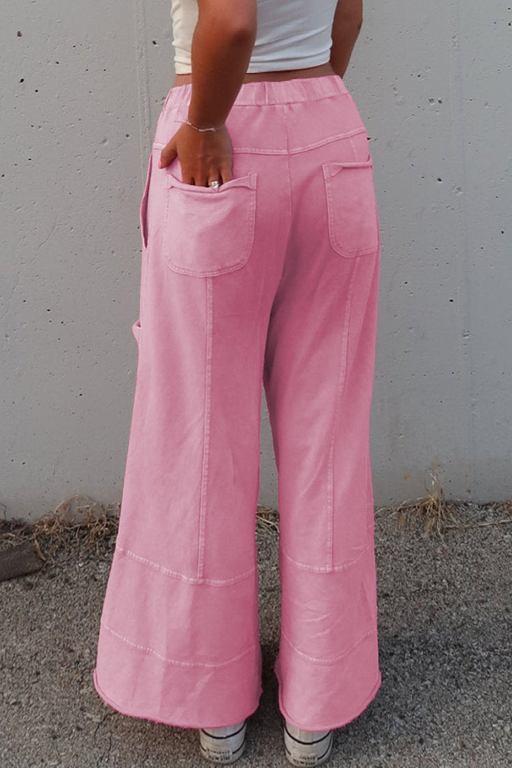 Black Mineral Wash Exposed Seam Wide Leg Cargo Pants 5876ef9f86935602