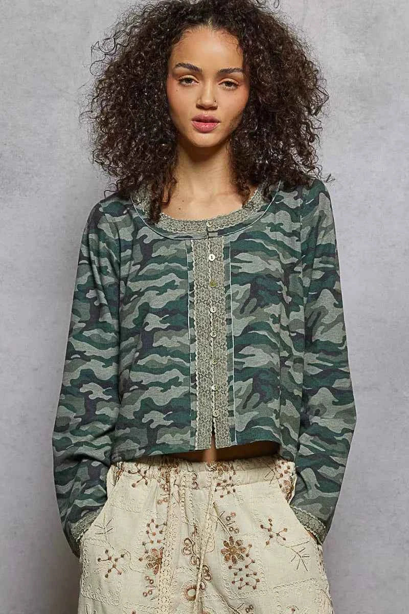 POL Camouflage Print Long Sleeve Top 587e1e7a-14e5-4e6f-842e-b7a959ac3445-Max-Origin